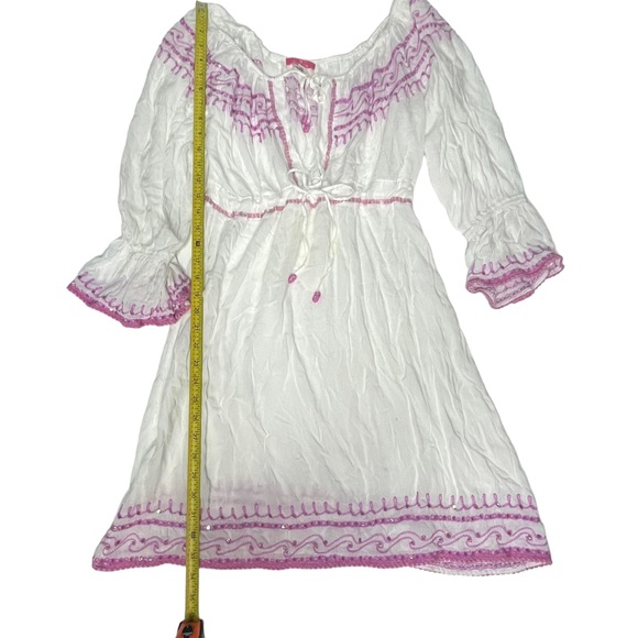 CHACH white/pink Beaded Sequin Embroidered CoverUp XL - Picture 10 of 16